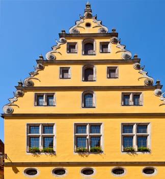 half timbered house in old romantic medieval town of Dinkelsbuehl in Bavaria, Germay.