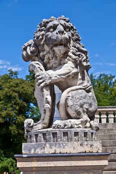 lion in park of nymphenburg castle, munich