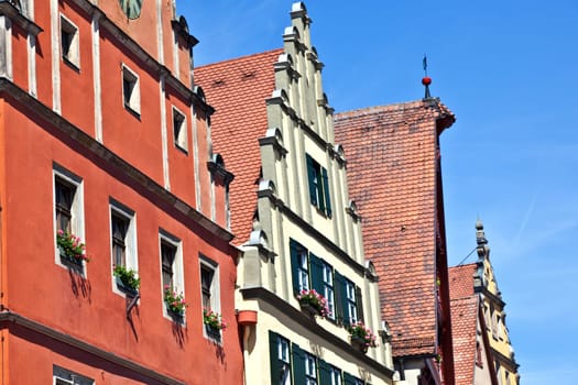 famous old romantic medieval town of Dinkelsbuehl in Bavaria, Germay.