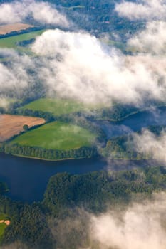 aerial of fields by approaching hamburg