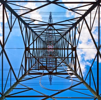electricity tower with blue sky