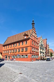 famous old romantic medieval town of Dinkelsbuehl in Bavaria, Germay.