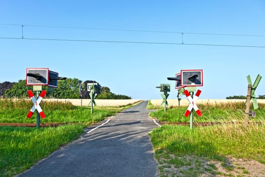 railway crossing in nature