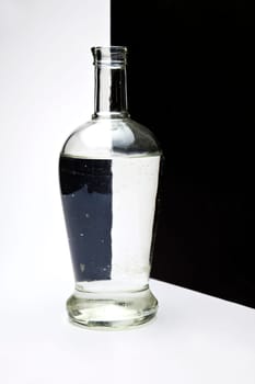 bottle with black and white pattern