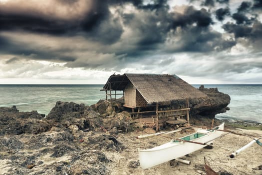 Fisherman hut on the coast. Bohol. Philippines