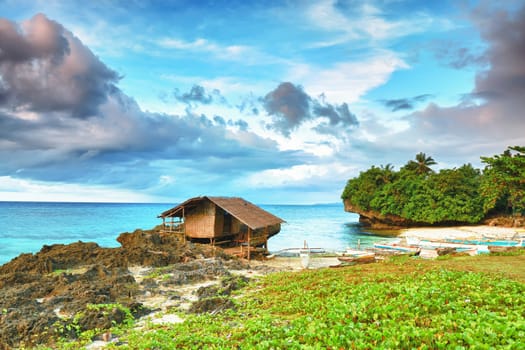 Fisherman hut on the coast. Bohol. Philippines