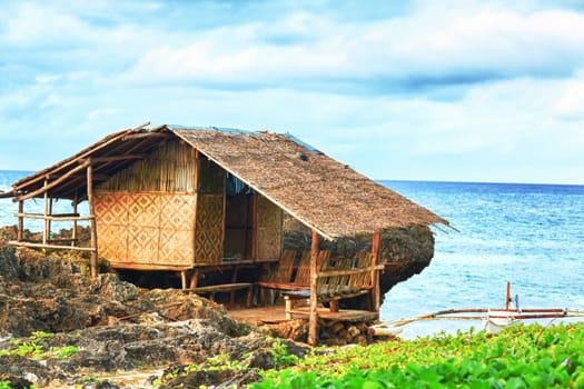 Fisherman hut on the coast. Bohol. Philippines