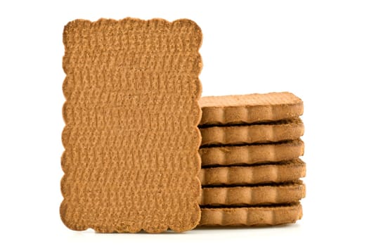 pile of chocolate biscuits, isolated on white background