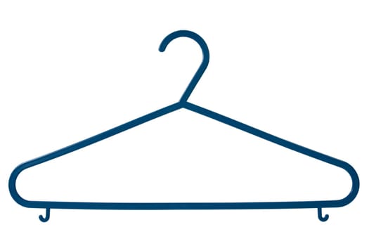 blue plastic coat hanger isolated on white