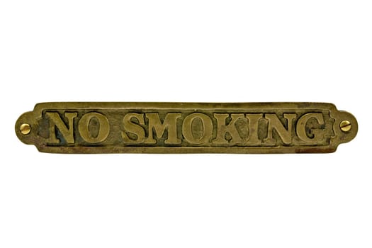 brassy sign no smoking isolated on white background
