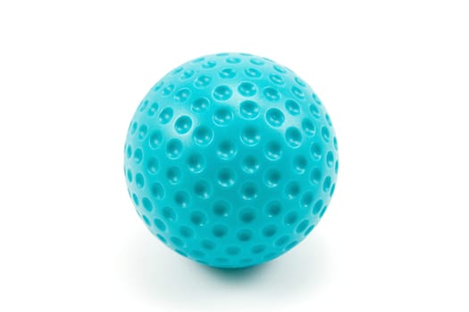 blue plastic ball over a white background