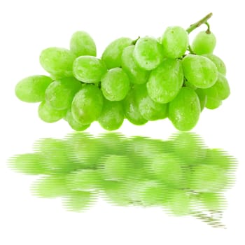 bunch of green grapes with water reflection