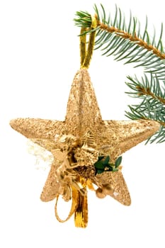 christmas star with angel, over a white background