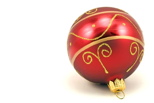 red christmas bauble isolated on white background