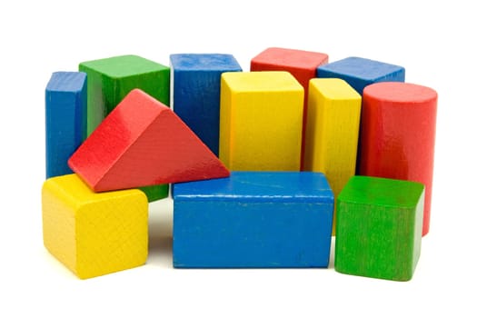 colored wooden blocks isolated on white background