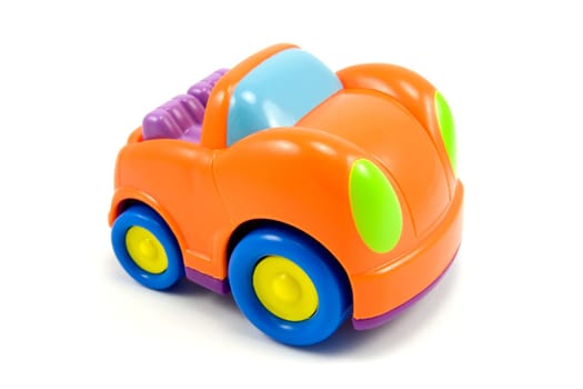 colorful vivid plastic car on a white background