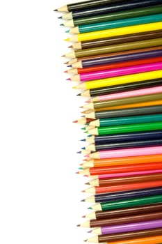 set of coloured pencils isolated on white background