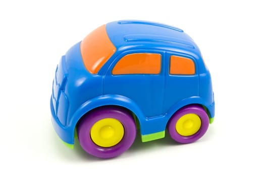 colorful plastic car on a white background