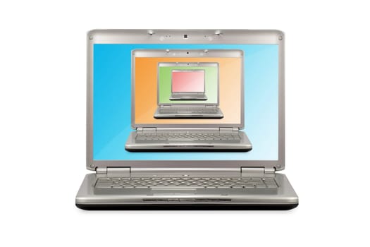 computer technology concept.laptops with colored monitors