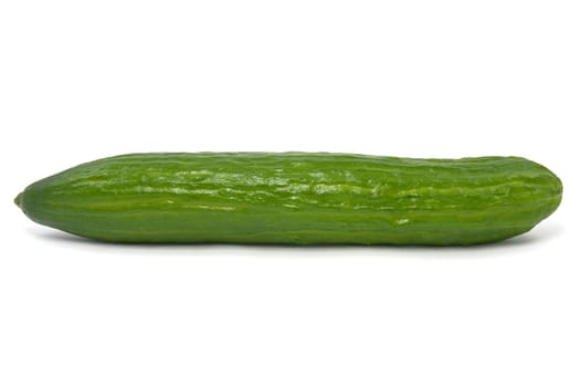 raw green cucumber over a white background