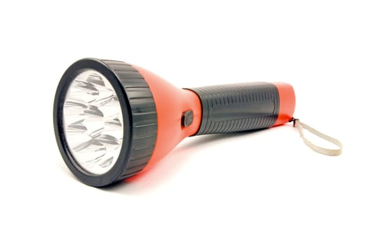 close-up of a flashlight, isolated on white background