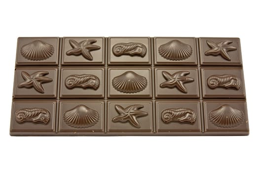 dark chocolate bar isolated on white background
