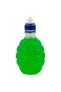plastic bottle of green drink , isolated on white background