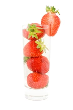 strawberries in a glass. isolated on white.