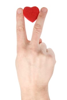 hand with heart. isolated on white background