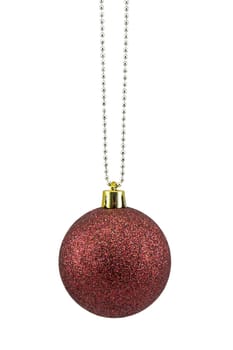 dark red christmas bauble over white background