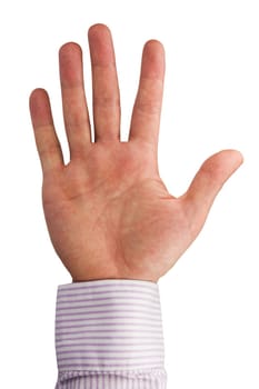 open human palm isolated on white background