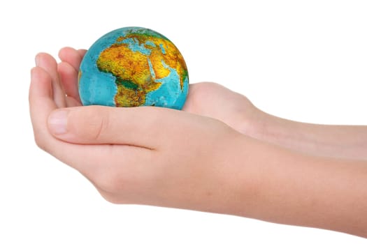 hands with a globe. Concept for environment conservation.