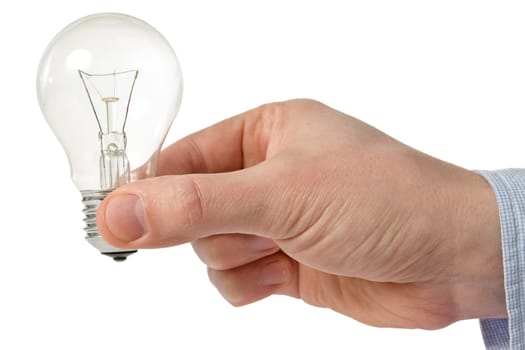 man holding light bulb in his hand - creativity concept