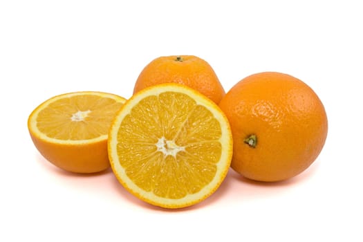 Ripe orange fruits, isolated on white background