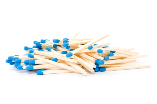 Pile of matches over a white background