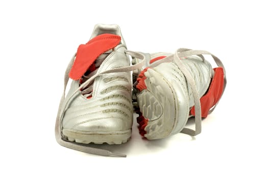 pair of soccer shoes, isolated on white background