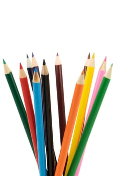 set of colored pencils isolated on white background