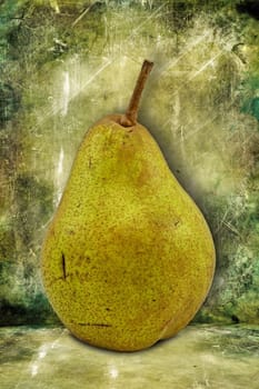 pear on dark and dirty green background