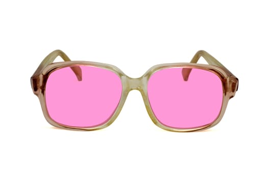 old pink sunglasses ,isolated on white background
