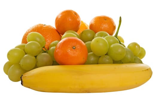 pile of fruits over a white background