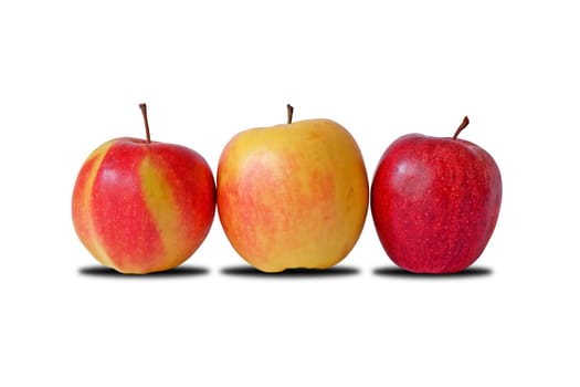 three fresh apples isolated on white background