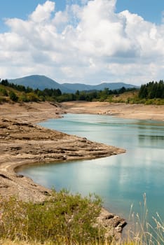 view of the artificial Giacopiane lake in Italy