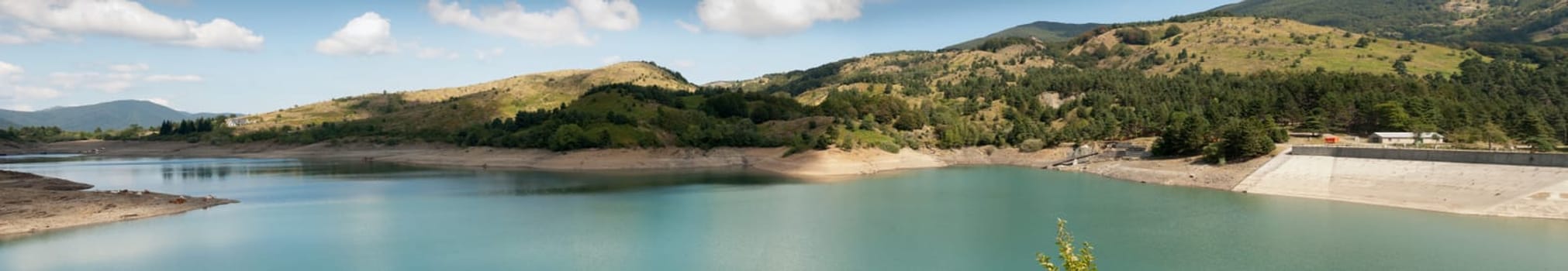 overview of the artificial lake Giacopiane in Italy