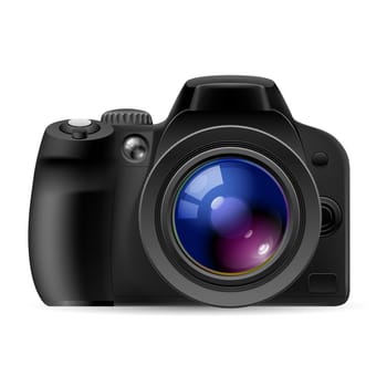 Realistic digital camera. Illustration on white background