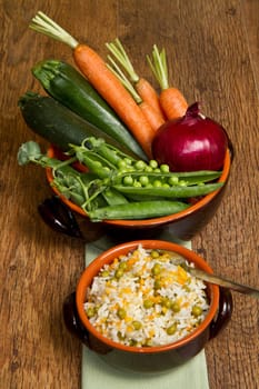 risotto with peas in crock