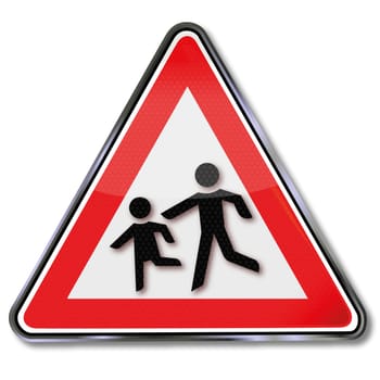 Traffic sign children playing