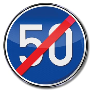 Traffic sign 50 Recommended speed