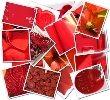 Photo&#039 s collage with red object
