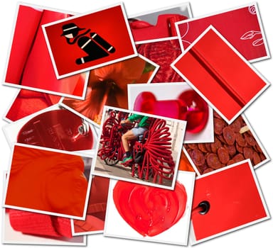 Photo&#039 s collage with red object
