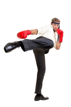 businessman ready to fight with boxing gloves
